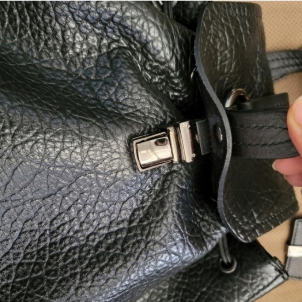 A. Bellucci Italy black leather drawstring backpack - Picture 3 of 13